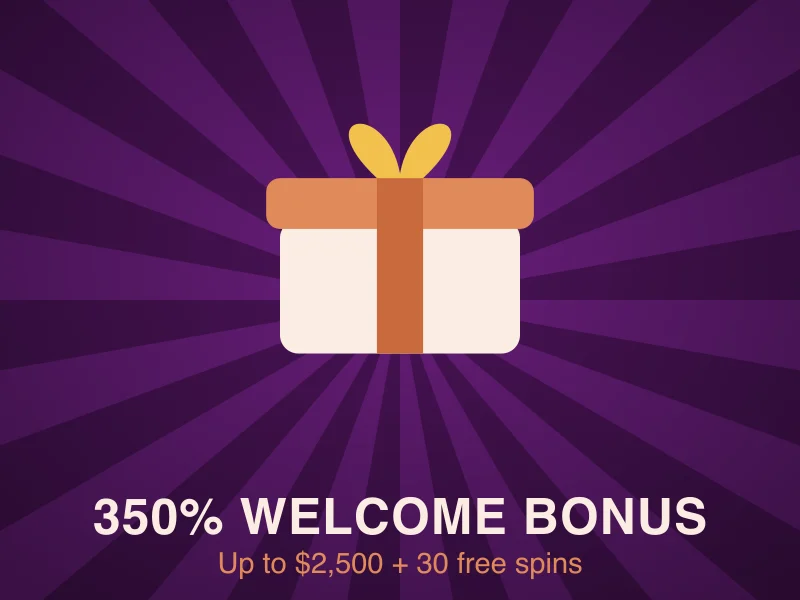 350% welcome bonus up to $2,500 at Cafe Casino